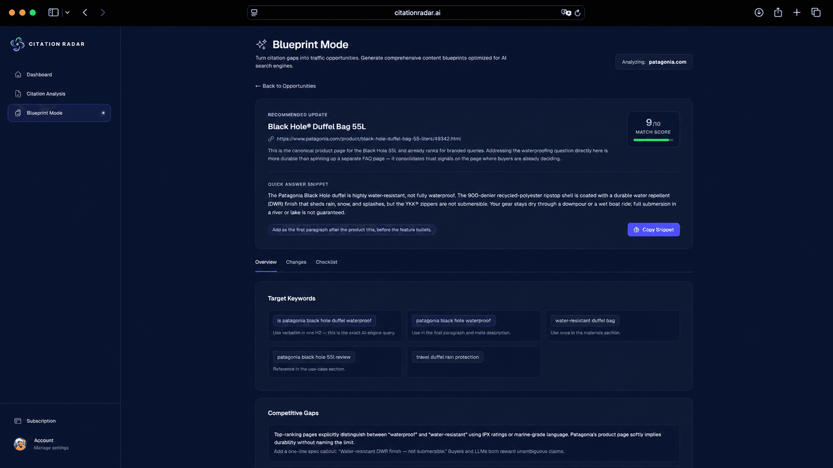 Blueprint Mode AEO content generator